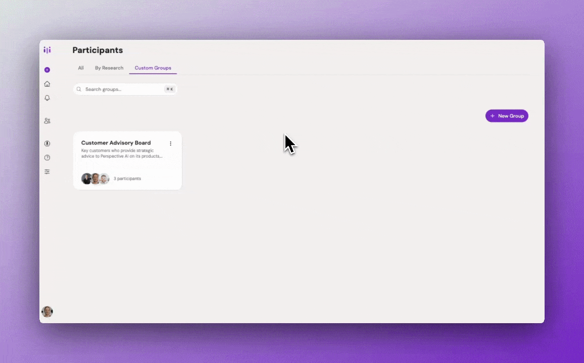 Participant group list view